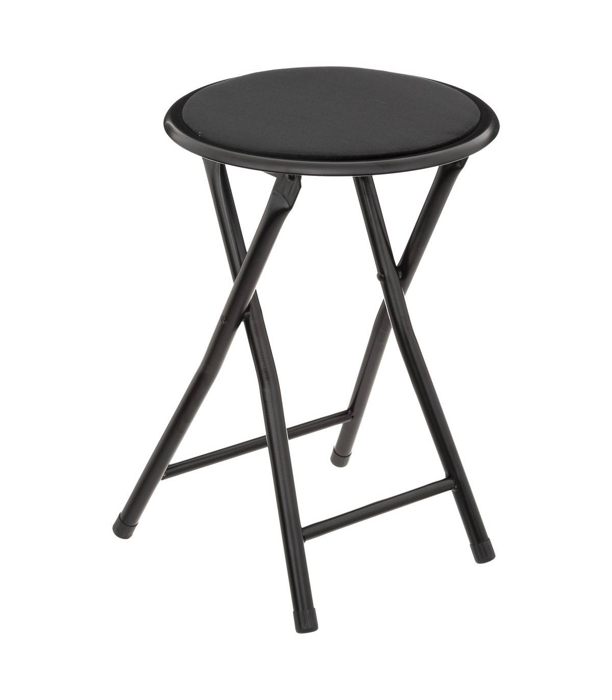 Tabouret pliant en Velours Noir et Métal Noir - Imagen 1