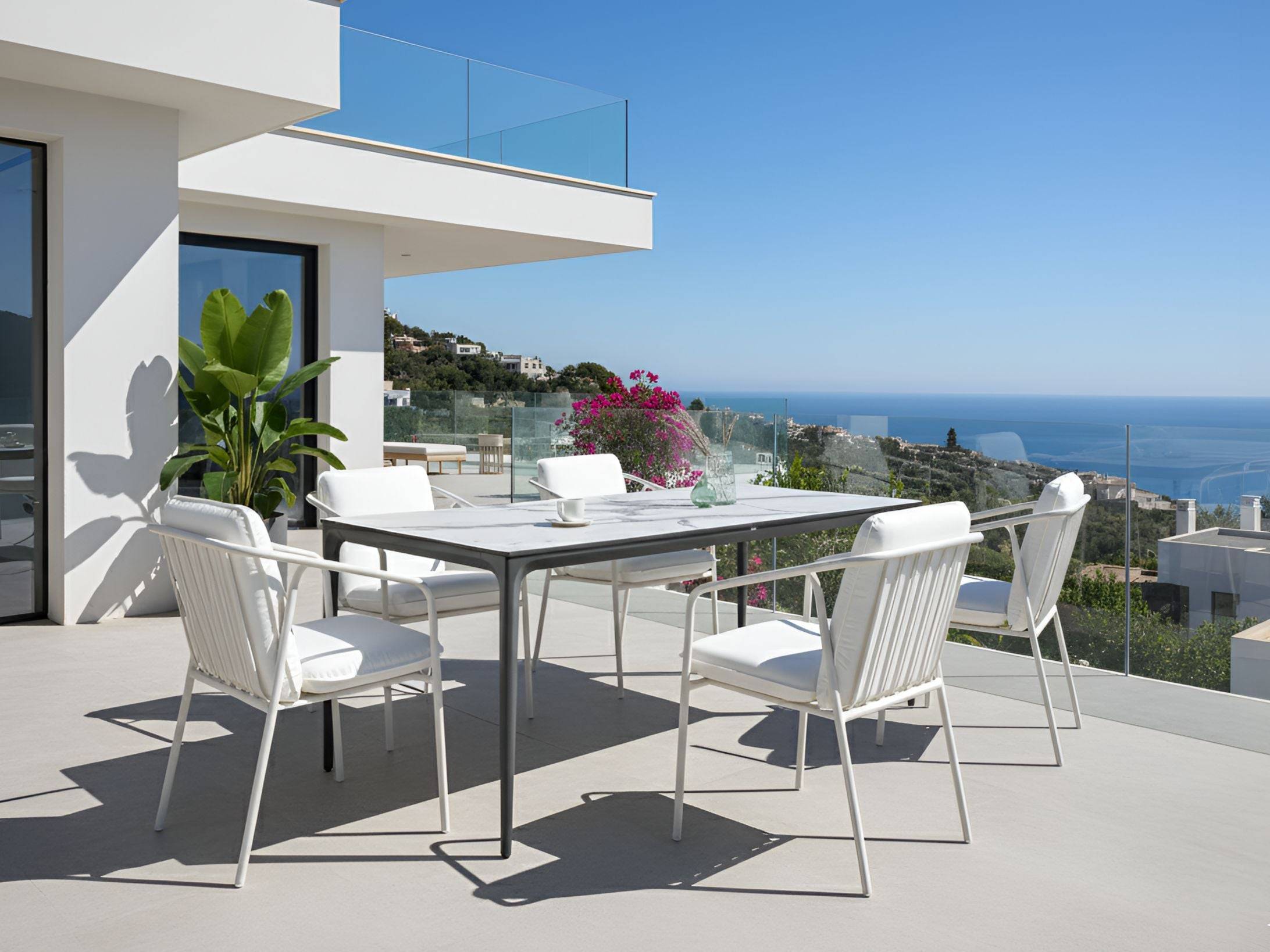 Beliani - Table de repas, 8 Personnes Panneau stratifié haute pression HPL Marbre blanc SOVARETO - 90x180x75- Beliani - Image 1
