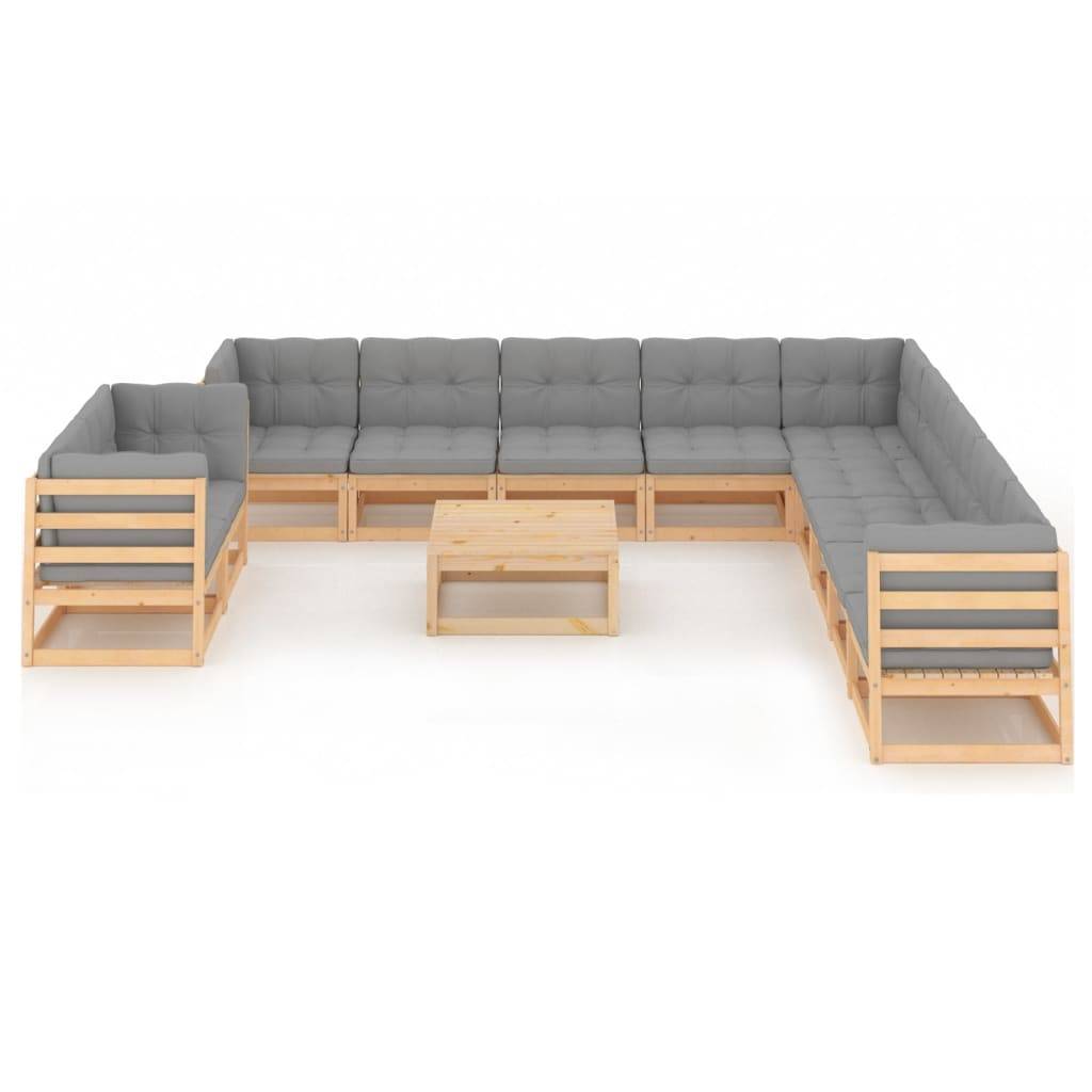 Helloshop26 - Salon de jardin meuble d'extérieur ensemble de mobilier 12 pièces avec coussins bois de pin massif - Imagen 2