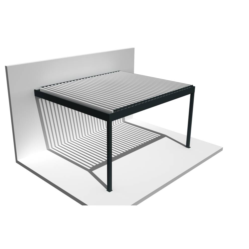 Pergola bioclimatique HELY perpendiculaire 6,02x4,00m Vérin à télécommande (Gris anthracite / Blanc) - Alia Productions - Imagen 3