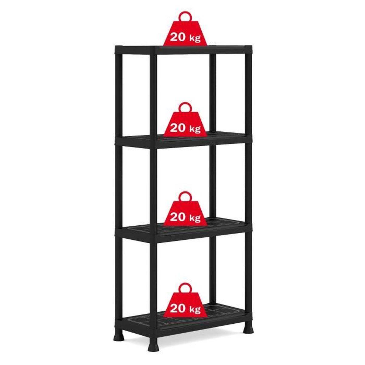 étagère Résine Noire 4 Tablettes Abm Robuste, Modulable Et Facile à Monter Sans Outils. - Générique - Image 4