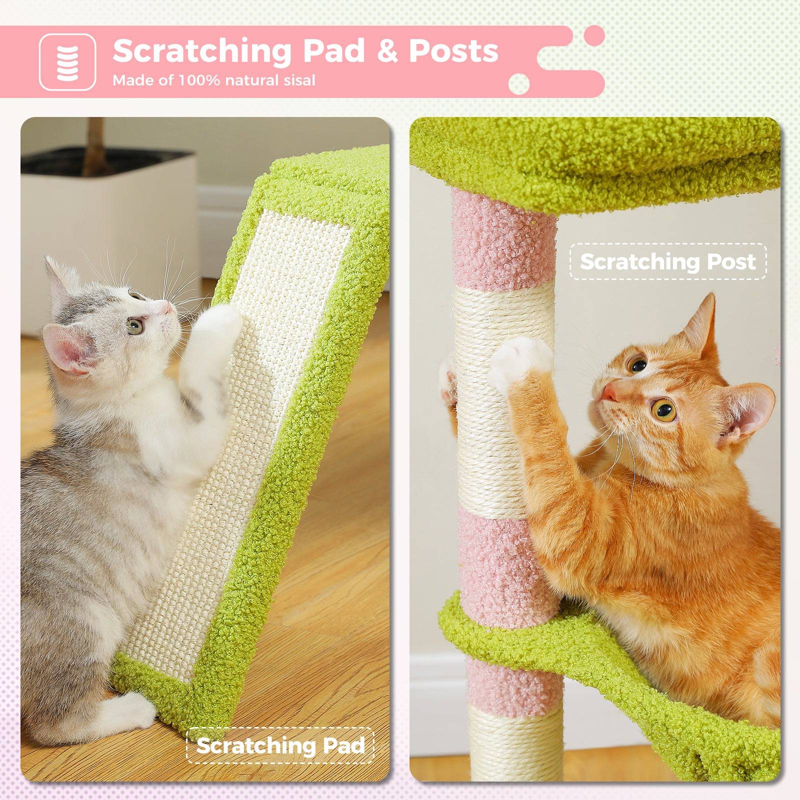 Pawzroad - Petit Arbre à Chat Multifonction 92 cm Rose PAWZ Road - Image 10