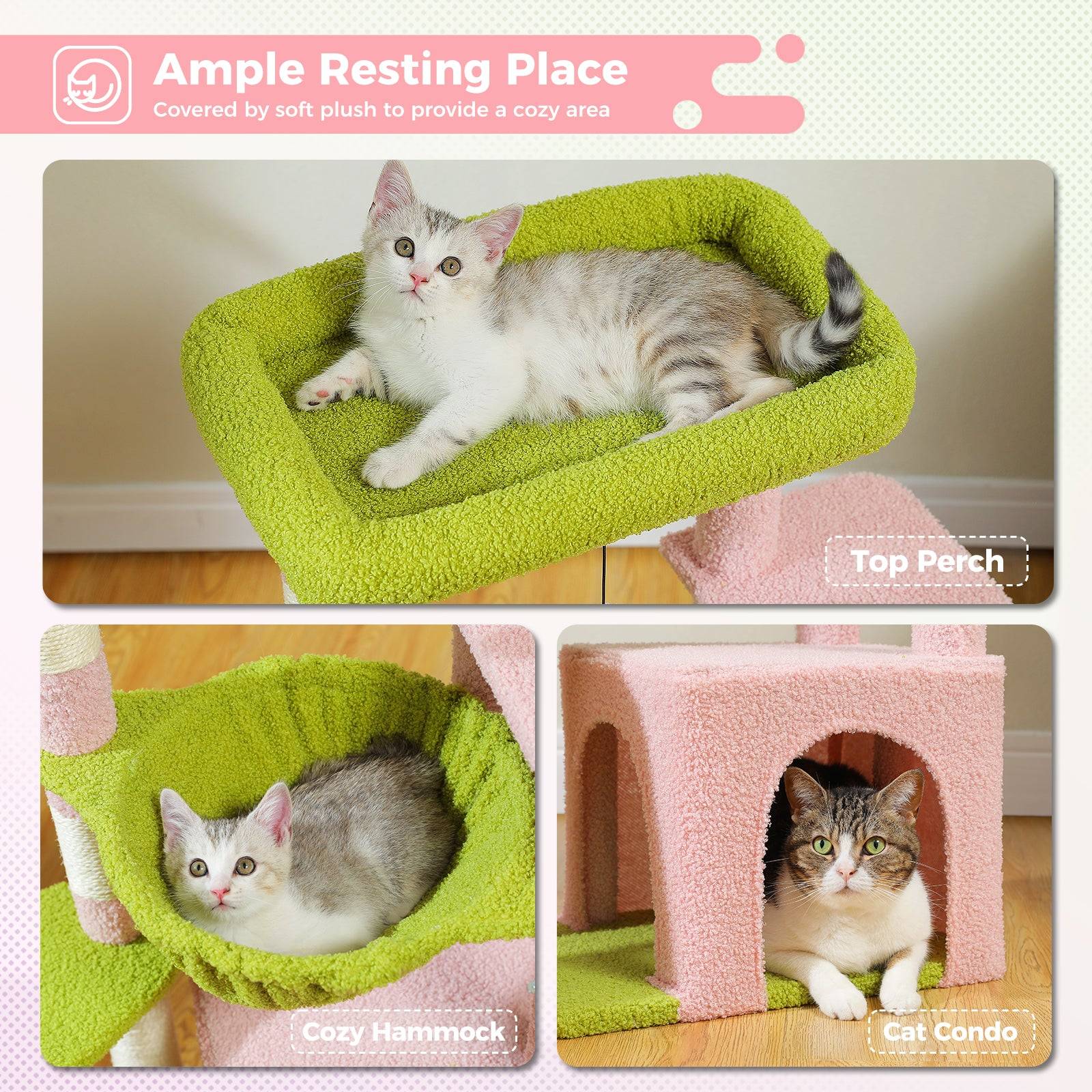 Pawzroad - Petit Arbre à Chat Multifonction 92 cm Rose PAWZ Road - Image 9