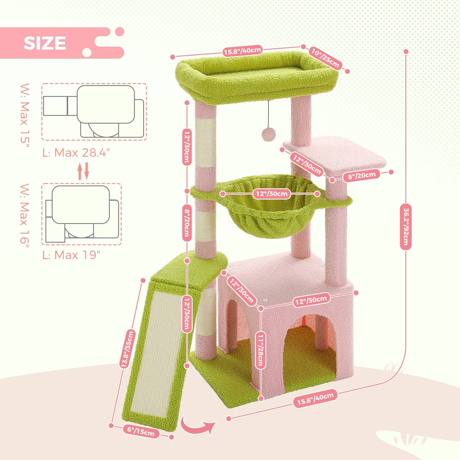 Pawzroad - Petit Arbre à Chat Multifonction 92 cm Rose PAWZ Road - Image 8