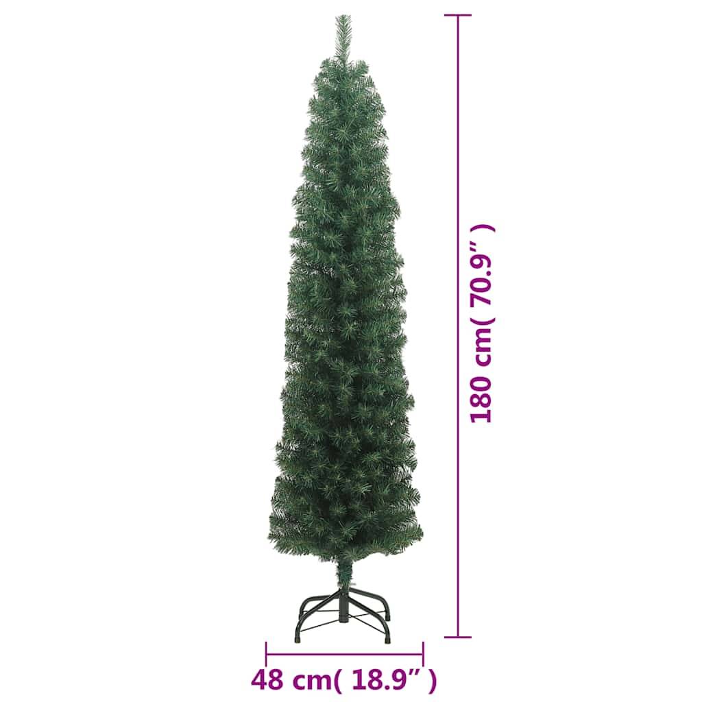 Vidaxl - Sapin de Noël artificiel mince avec support vert 180 cm PVC vidaXL 320950 - Image 3