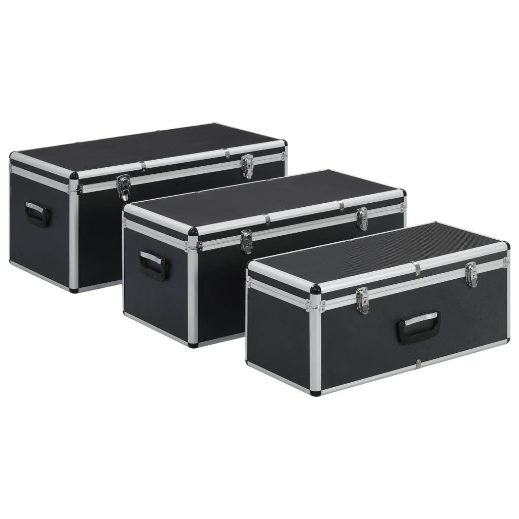 Helloshop26 - Boîtes de rangement 3 pièces aluminium noir - Imagen 2