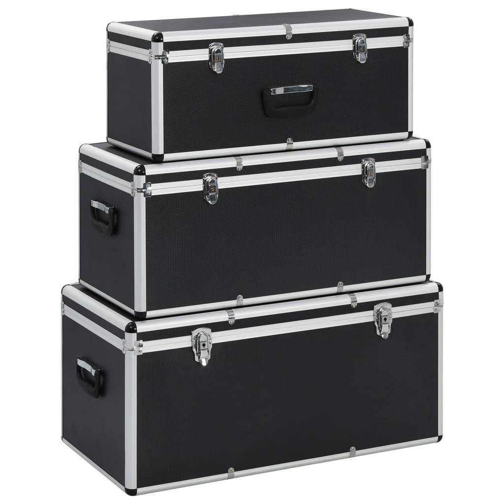 Helloshop26 - Boîtes de rangement 3 pièces aluminium noir - Imagen 1