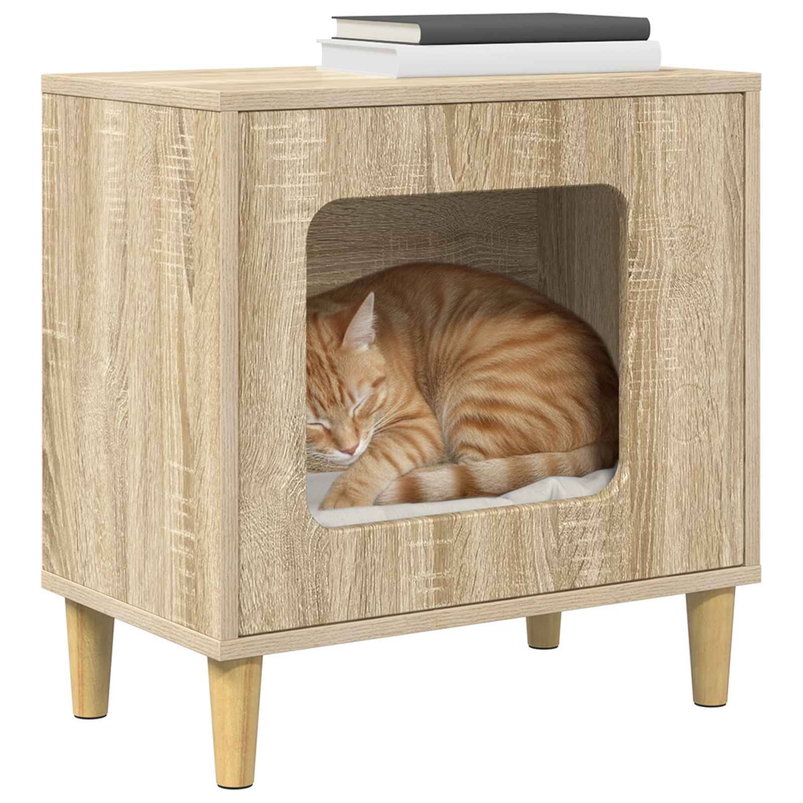 Maison pour chat bois d'ingénierie sonoma 51 x 30 x 52 cm - PANGIVO - Image 3