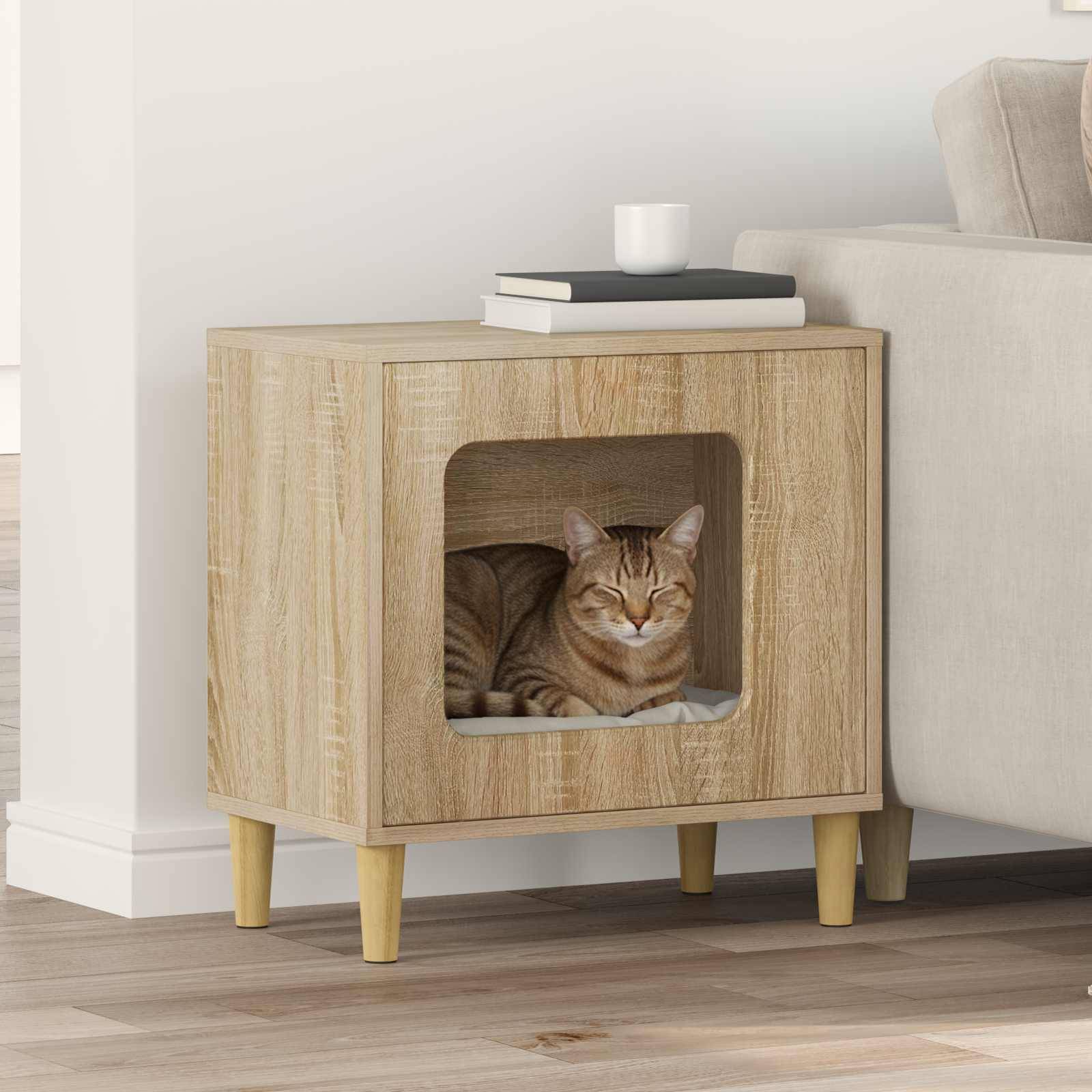 Maison pour chat bois d'ingénierie sonoma 51 x 30 x 52 cm - PANGIVO - Image 1