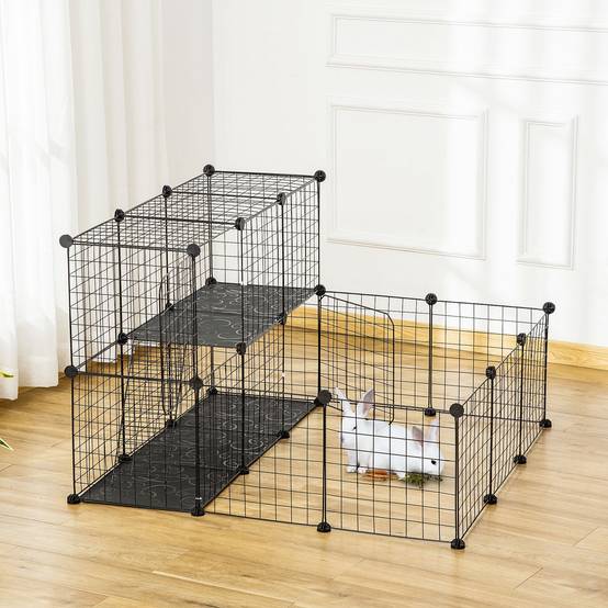 Enclos pour petits animaux métal noir 105 x 105 x 70 cm - PANGIVO - Image 4