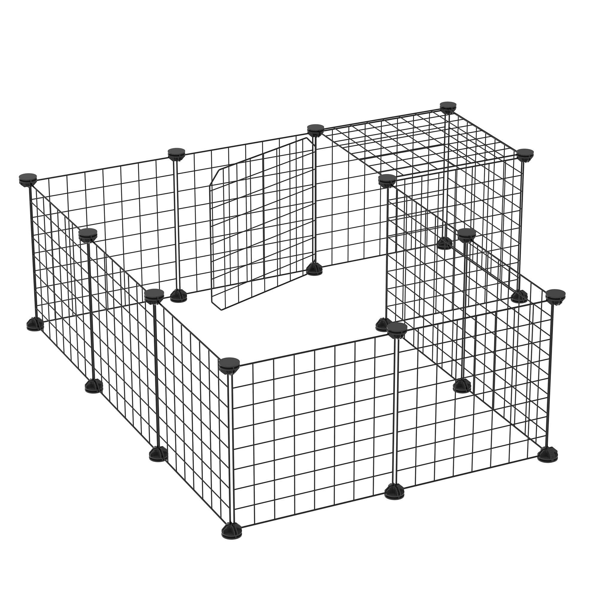 Enclos pour petits animaux métal noir 105 x 105 x 70 cm - PANGIVO - Image 2