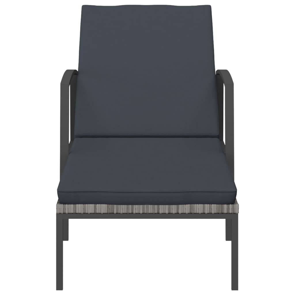 Helloshop26 - Transat chaise longue bain de soleil lit de jardin terrasse meuble d'extérieur avec coussin résine tressée gris - Imagen 2