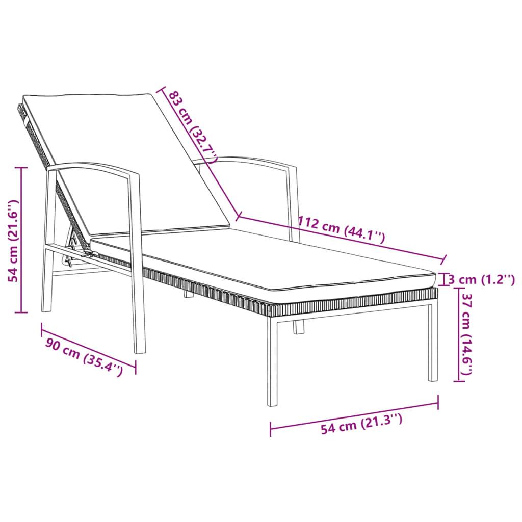 Helloshop26 - Transat chaise longue bain de soleil lit de jardin terrasse meuble d'extérieur avec coussin résine tressée gris - Imagen 6