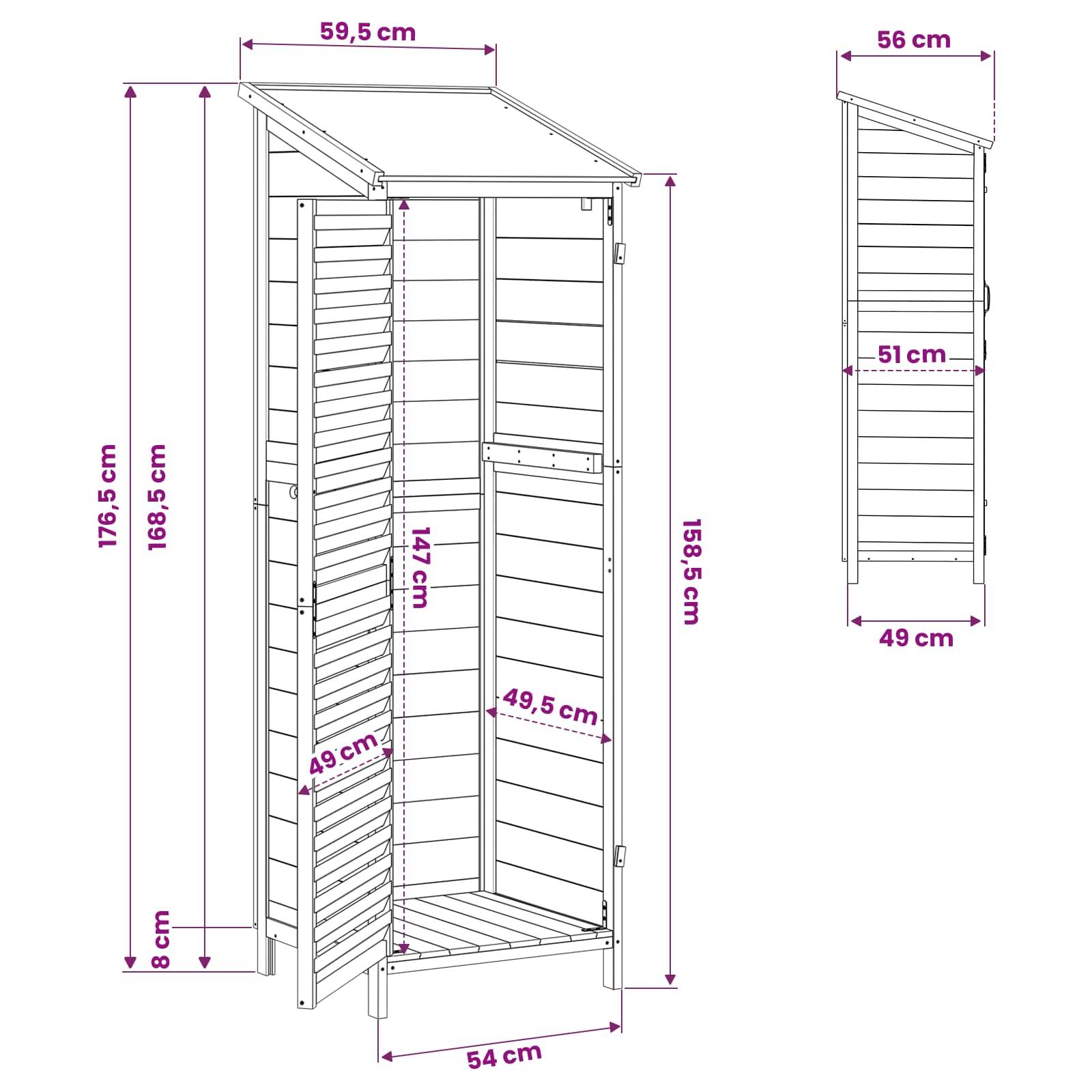 Vidaxl - Abri de jardin Marron 59,5 x 56 x 176,5 cm Bois de Sapin Massif vidaXL 42033463 - Image 3
