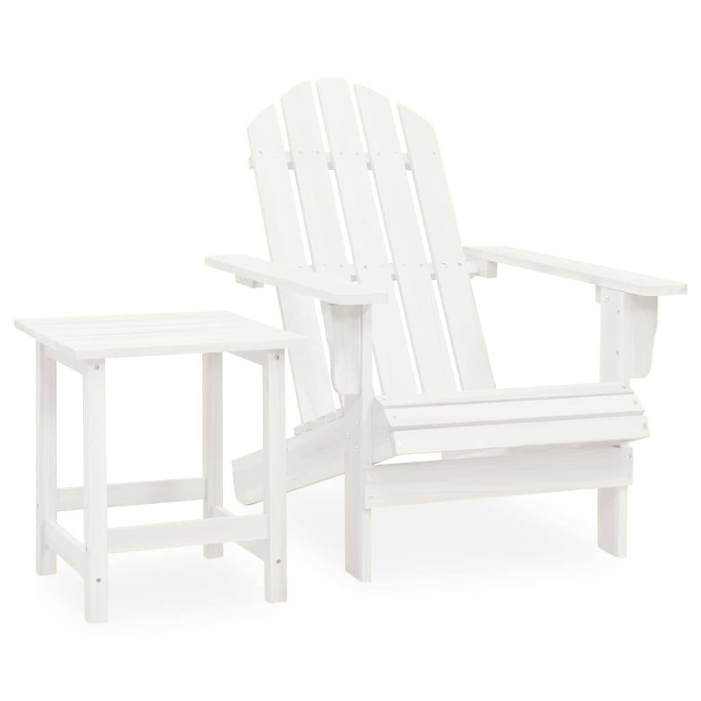 Fauteuil de Jardin Adirondack Bois de Sapin avec Table d'Appoint Blanc – ComfortXL Outdoor Living - Image 1