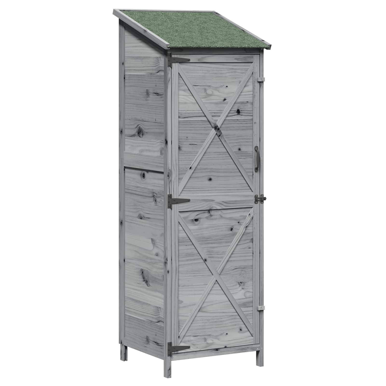 PANGIVO - Abri de jardin bois de sapin gris 59.5 x 56 x 176.5 cm, poids:20.2kg - PANGIVO - Image 2