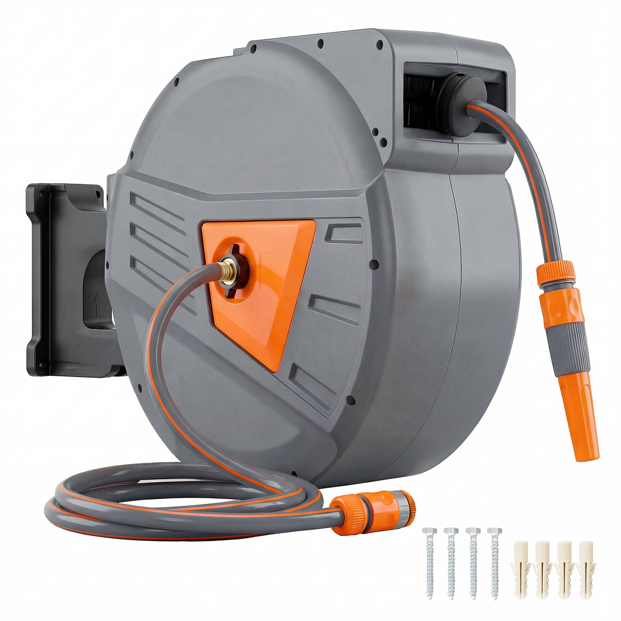 ComfortXL - Enrouleur de tuyau d'arrosage mural en polypropylène orange 40 + 2 m pivotant à 180° à rappel automatique - Image 2