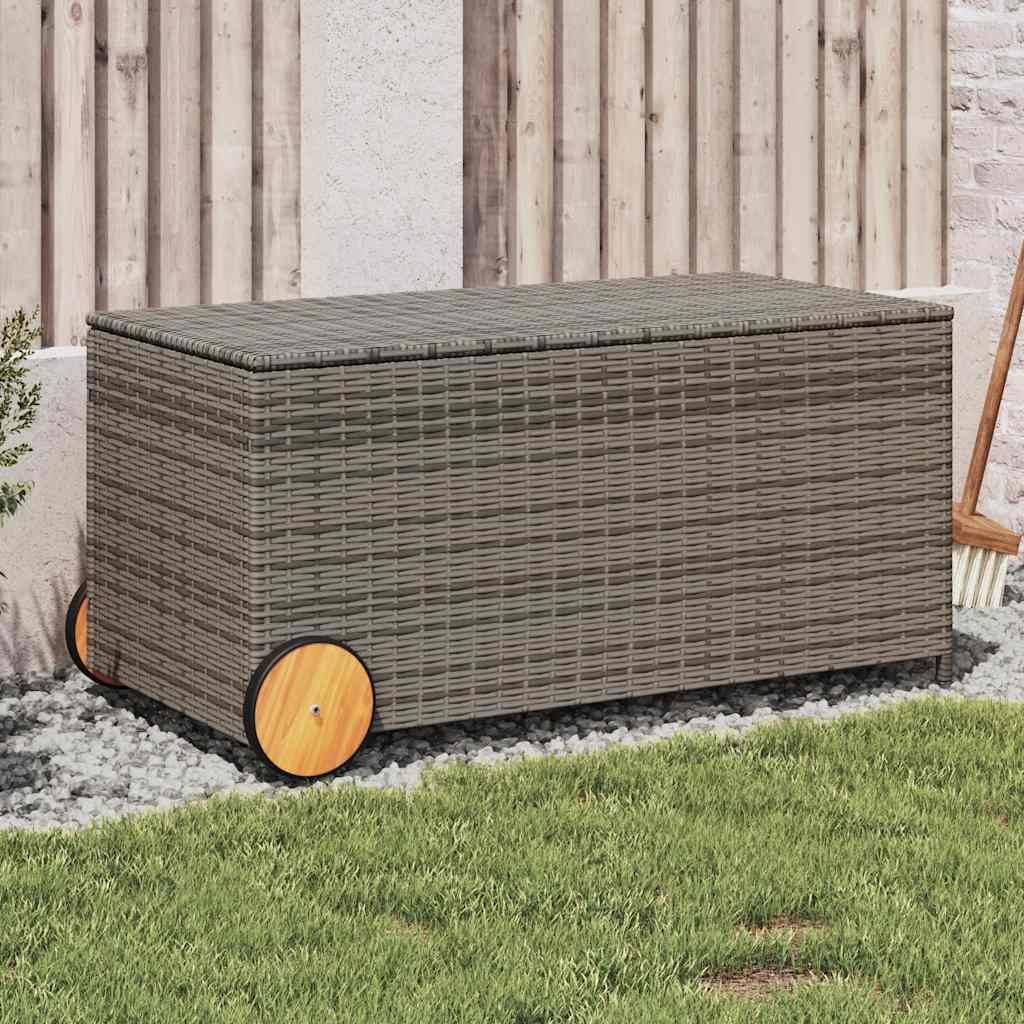 PANGIVO - Coffre de jardin résine tressée gris 107 x 55 x 53 cm - PANGIVO