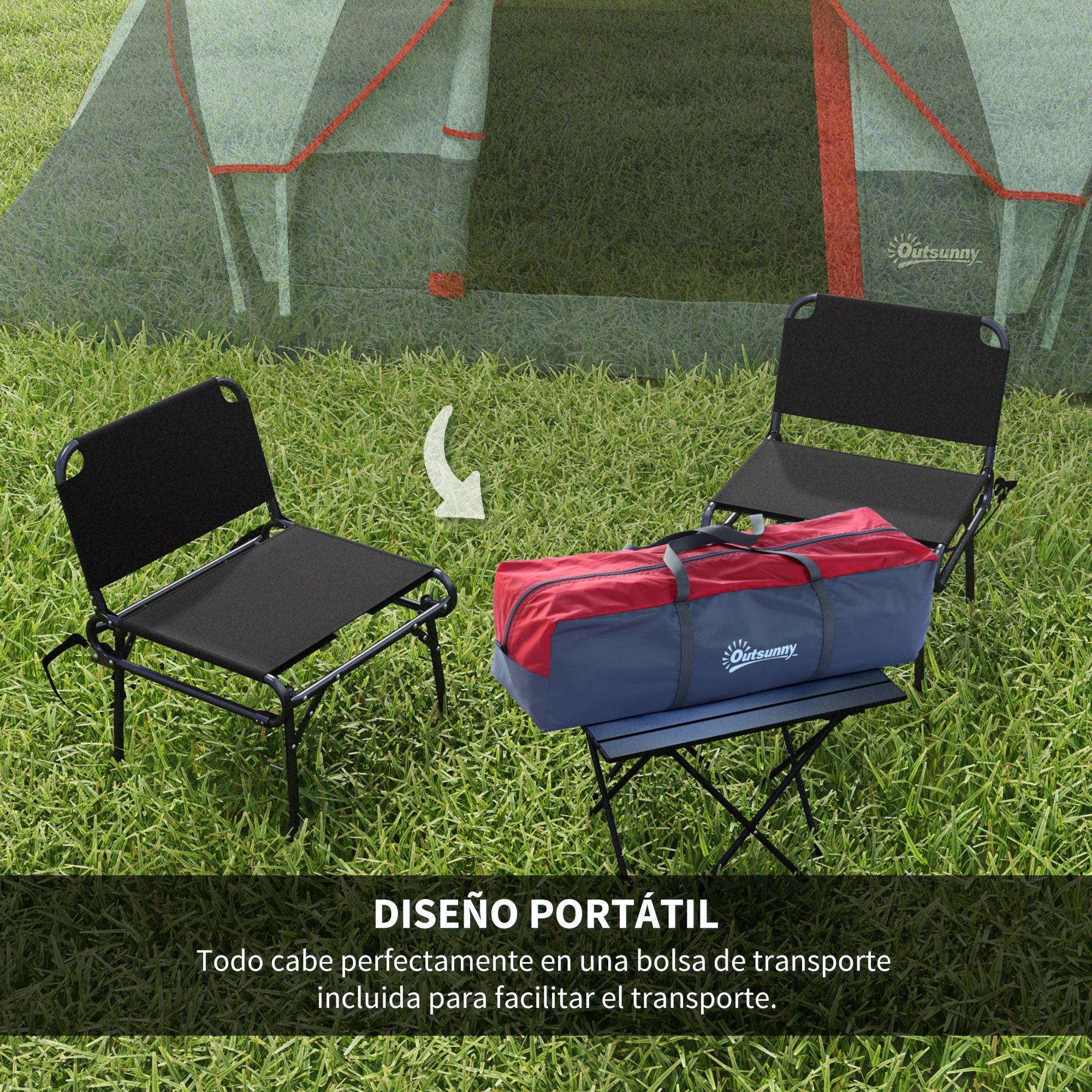 Tente de camping imperméable 6 personnes (3000 mm+) avec sac de transport et crochet, 455 x 220 x 180 cm, grise - Image 8