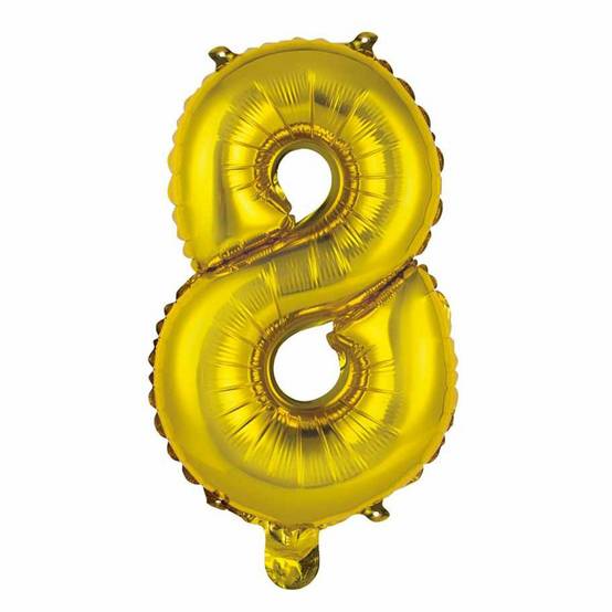 Ballon Gonflable Métallisé "Chiffre 8" 40cm Or - Image 1