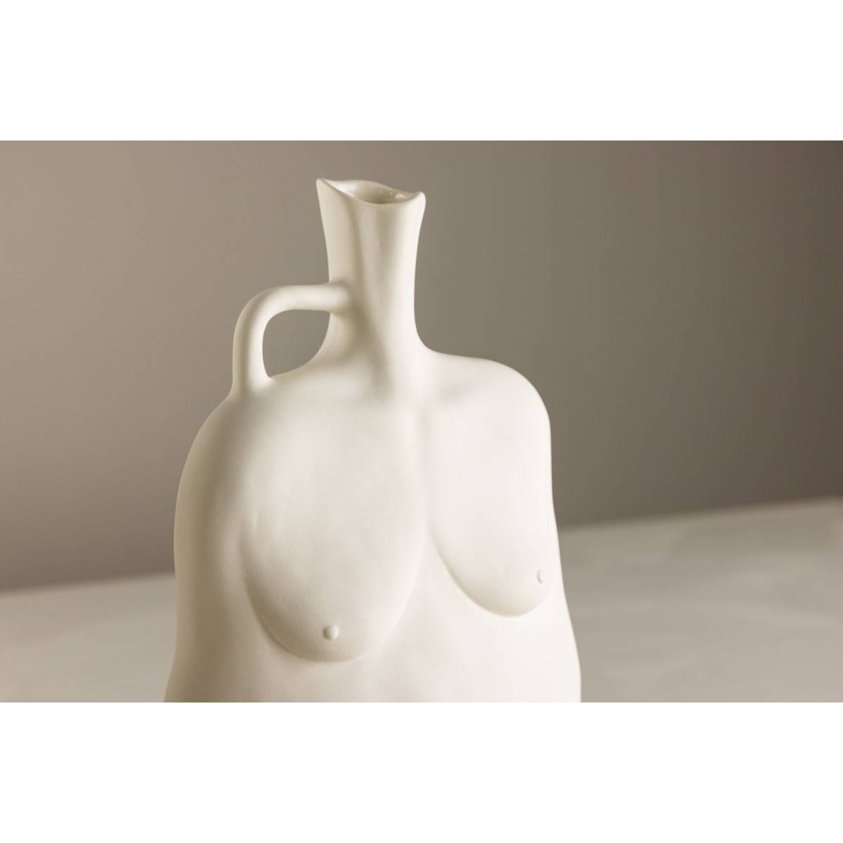 Vase Buste en Céramique "Conta" 25cm Blanc Cassé - Image 7