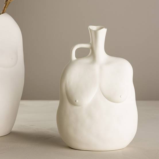 Vase Buste en Céramique "Conta" 25cm Blanc Cassé - Image 6
