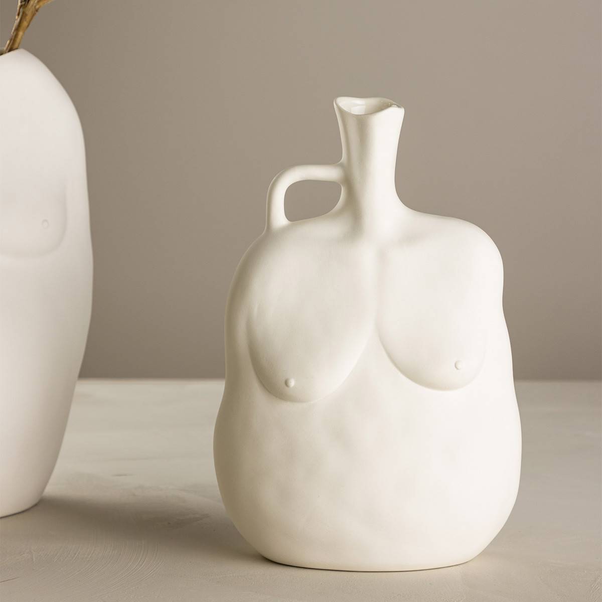 Vase Buste en Céramique "Conta" 25cm Blanc Cassé - Image 6
