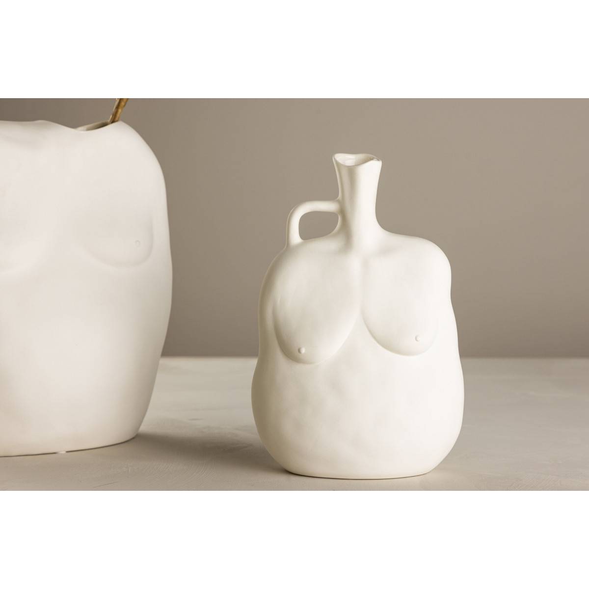 Vase Buste en Céramique "Conta" 25cm Blanc Cassé - Image 8
