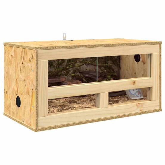 Petit Terrarium Bois OSB pour Reptile et Rongeur Starter 60 x 30 x 30 cm Marron - ComfortXL Outdoor Living - Image 3