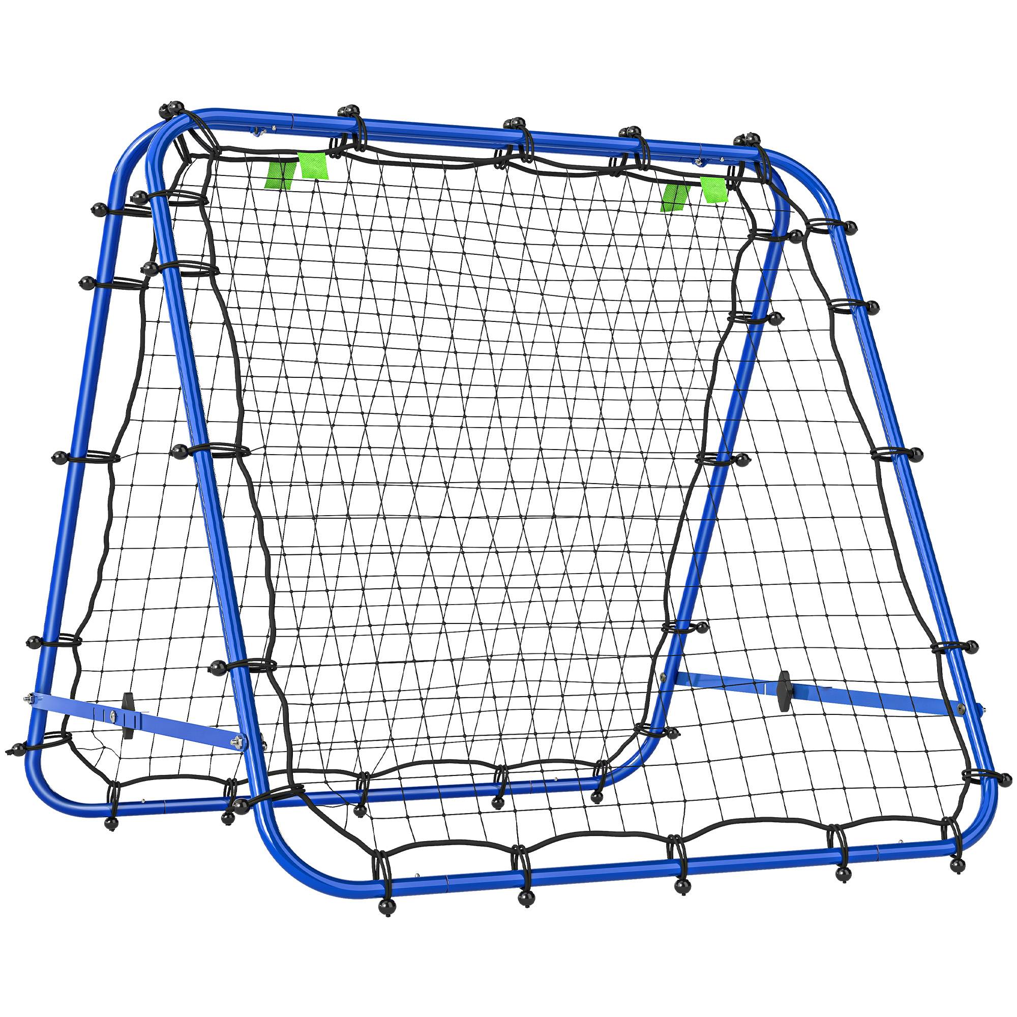 Mur de rebond football double face, réglable 5 angles, 100x68-95 cm, entraînement handball et foot, bleu