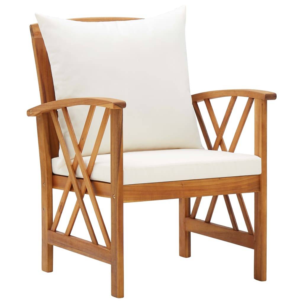 Helloshop26 - Salon de jardin meuble d'extérieur ensemble de mobilier 5 pièces avec coussins bois d'acacia solide - Imagen 4