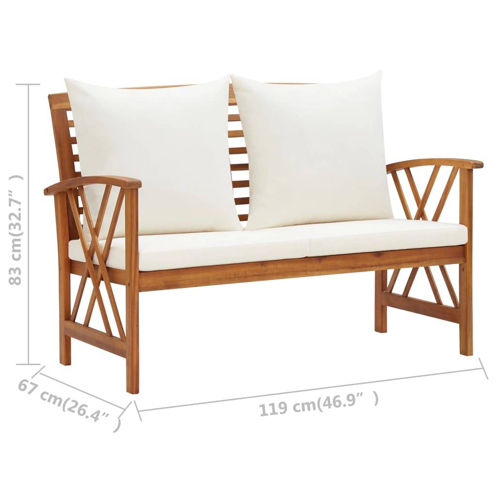 Helloshop26 - Salon de jardin meuble d'extérieur ensemble de mobilier 5 pièces avec coussins bois d'acacia solide - Imagen 9