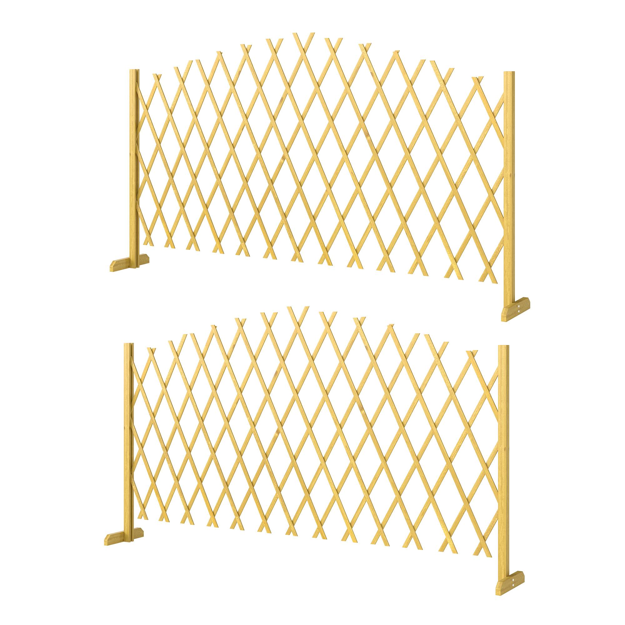 Lot de 2 panneaux de clôture de jardin extensibles en bois pour terrasse – 180 x 30 x 103 cm – Naturel - Image 2