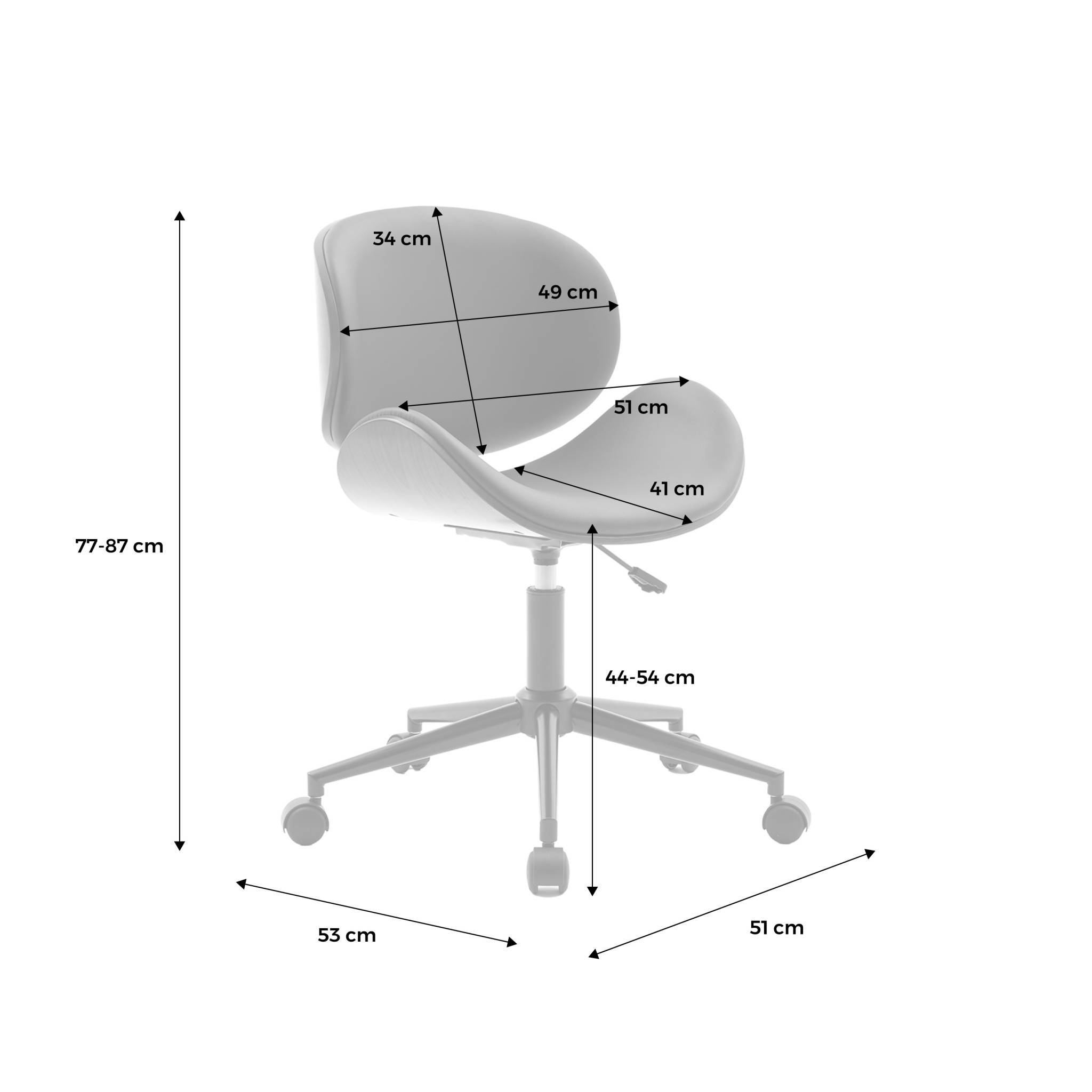 sweeek - Chaise de bureau à roulettes bois courbé avec placage effet chêne et assise blanche  | sweeek - Image 4