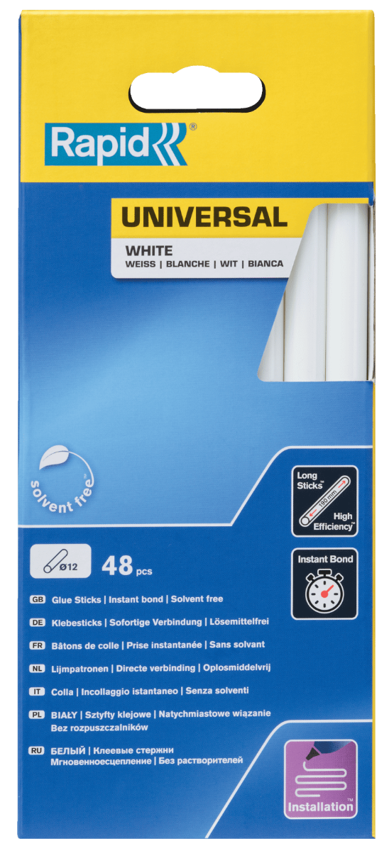 Bâtons de colle Blanche Universelle 190 mm x 48 Sticks - Boite - RAPID-ISABERG - 5001412 - Imagen 2