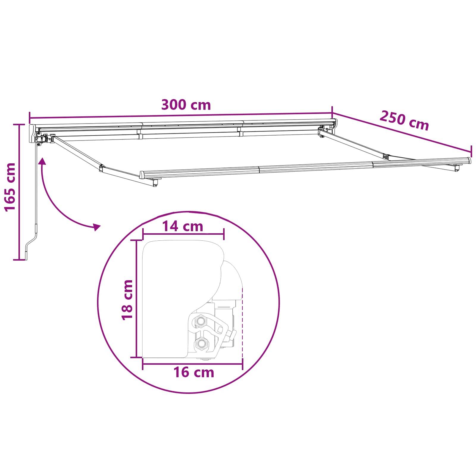 ComfortXL - Store banne LED polyester aluminium terrasse abri moderne 3x2.5m Gris clair - ComfortXL Outdoor Living - Image 9