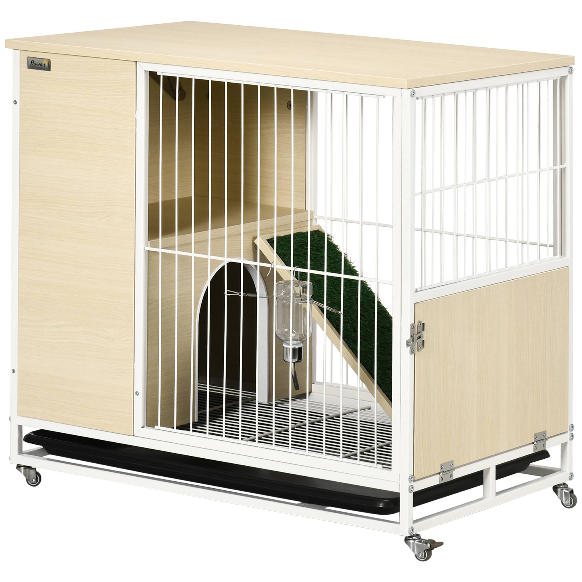 ComfortXL - Cage à lapin aggloméré intérieur meuble d'appoint sur roulettes 78x52x76cm chêne - ComfortXL Outdoor Living - Image 2