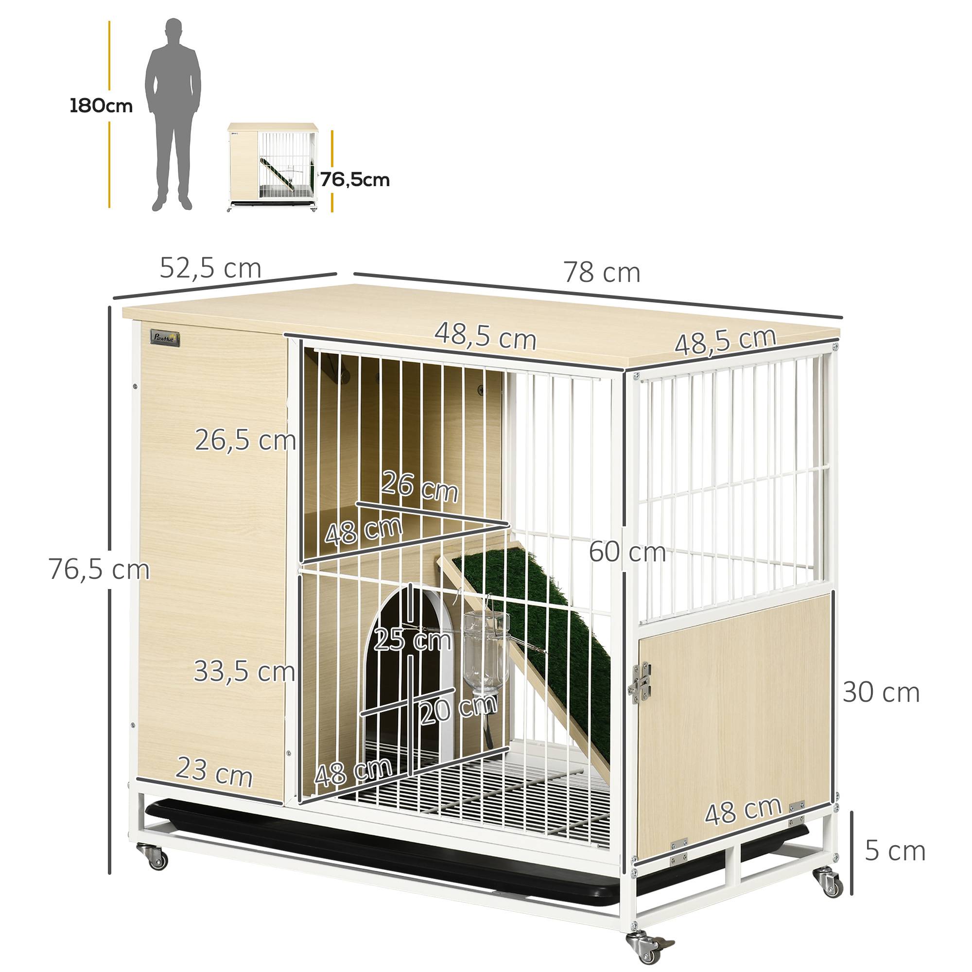 ComfortXL - Cage à lapin aggloméré intérieur meuble d'appoint sur roulettes 78x52x76cm chêne - ComfortXL Outdoor Living - Image 5