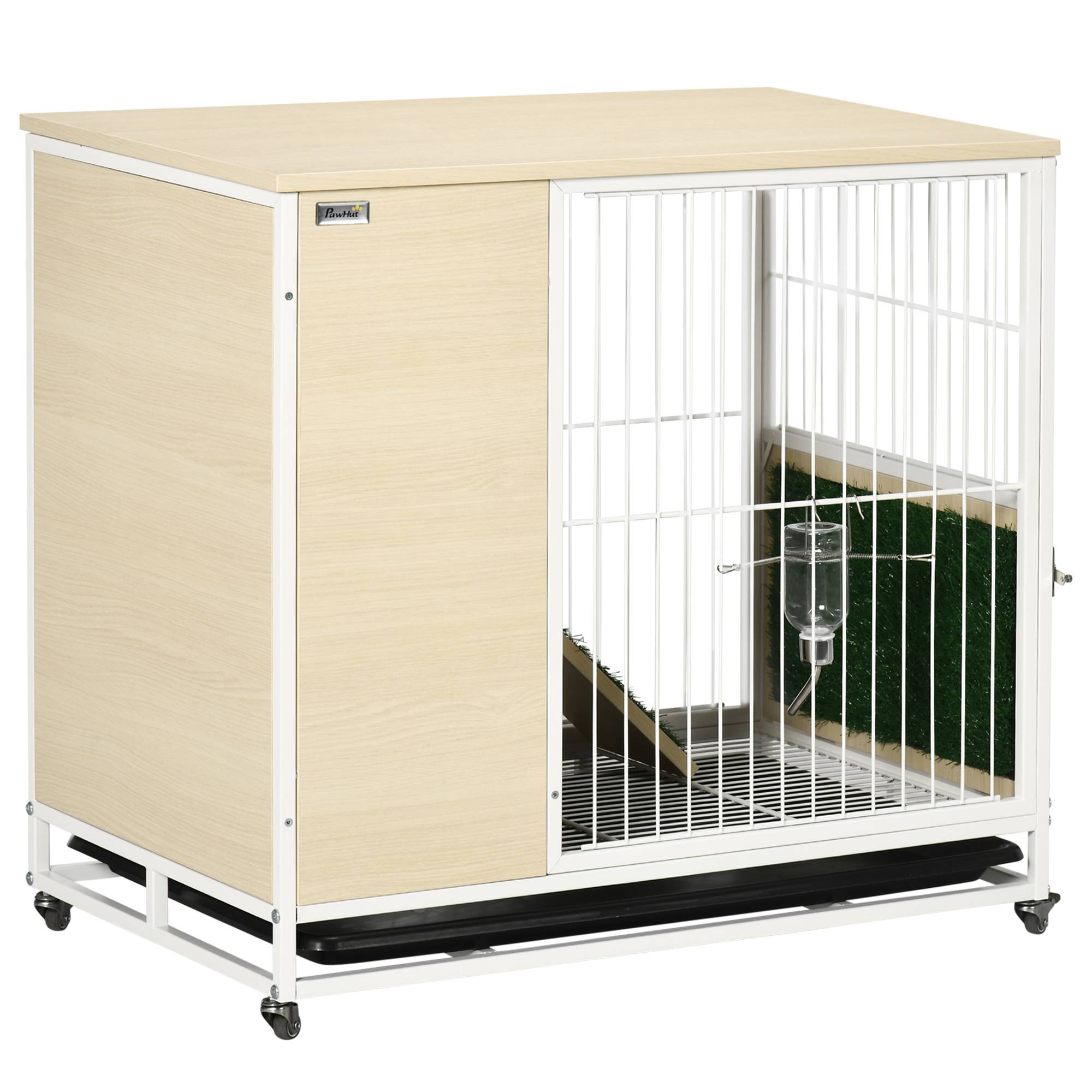 ComfortXL - Cage à lapin aggloméré intérieur meuble d'appoint sur roulettes 78x52x76cm chêne - ComfortXL Outdoor Living - Image 1
