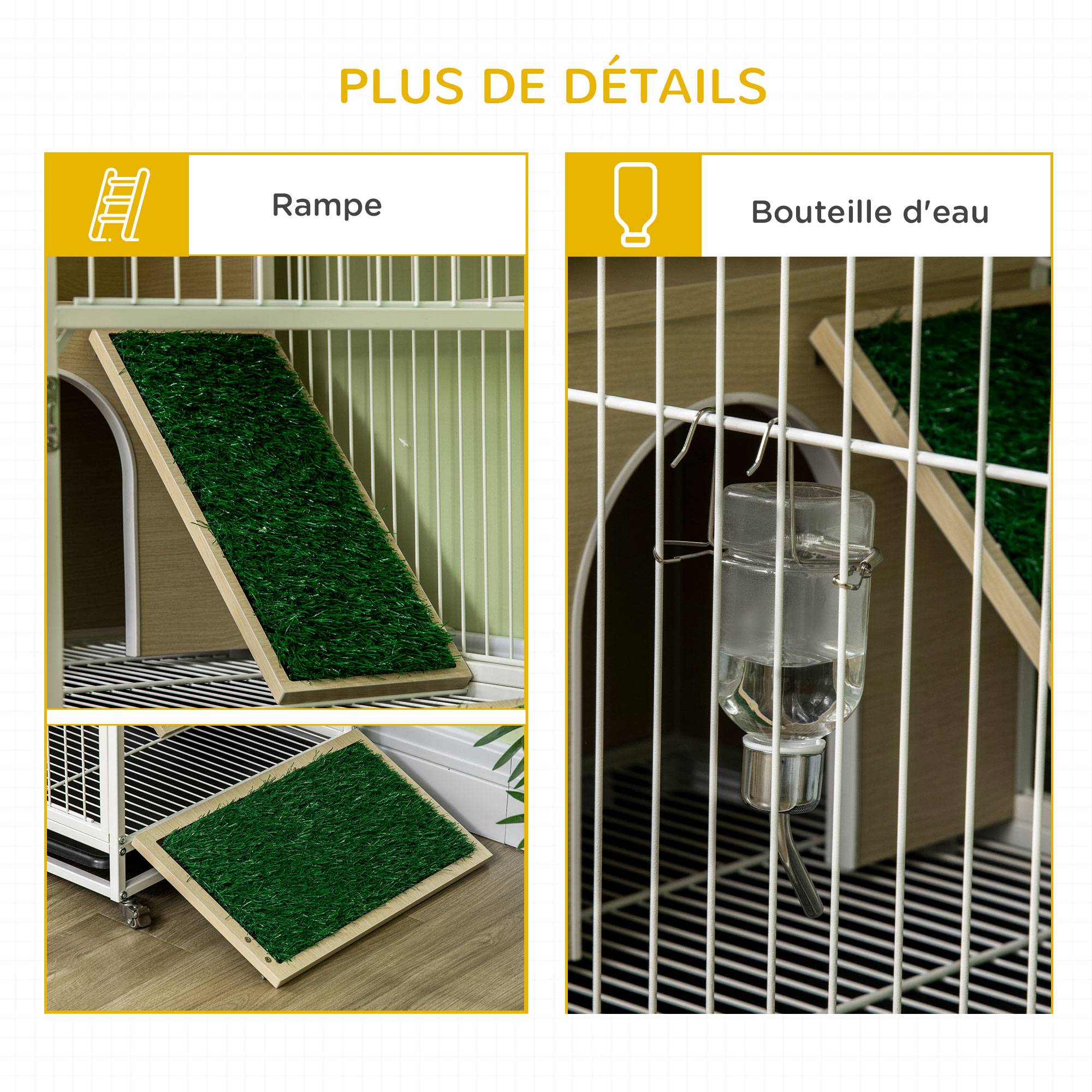 ComfortXL - Cage à lapin aggloméré intérieur meuble d'appoint sur roulettes 78x52x76cm chêne - ComfortXL Outdoor Living - Image 10