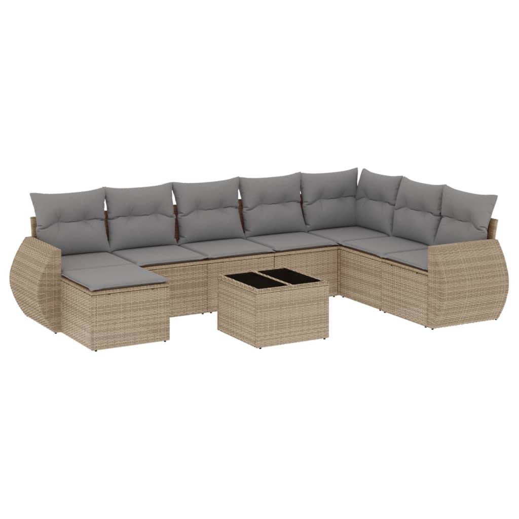 Salon de Jardin Bas 8 Places 9 Pièces en Poly Rotin Beige Canapé d'Angle Modulable et Table – ComfortXL Outdoor Living - Image 2
