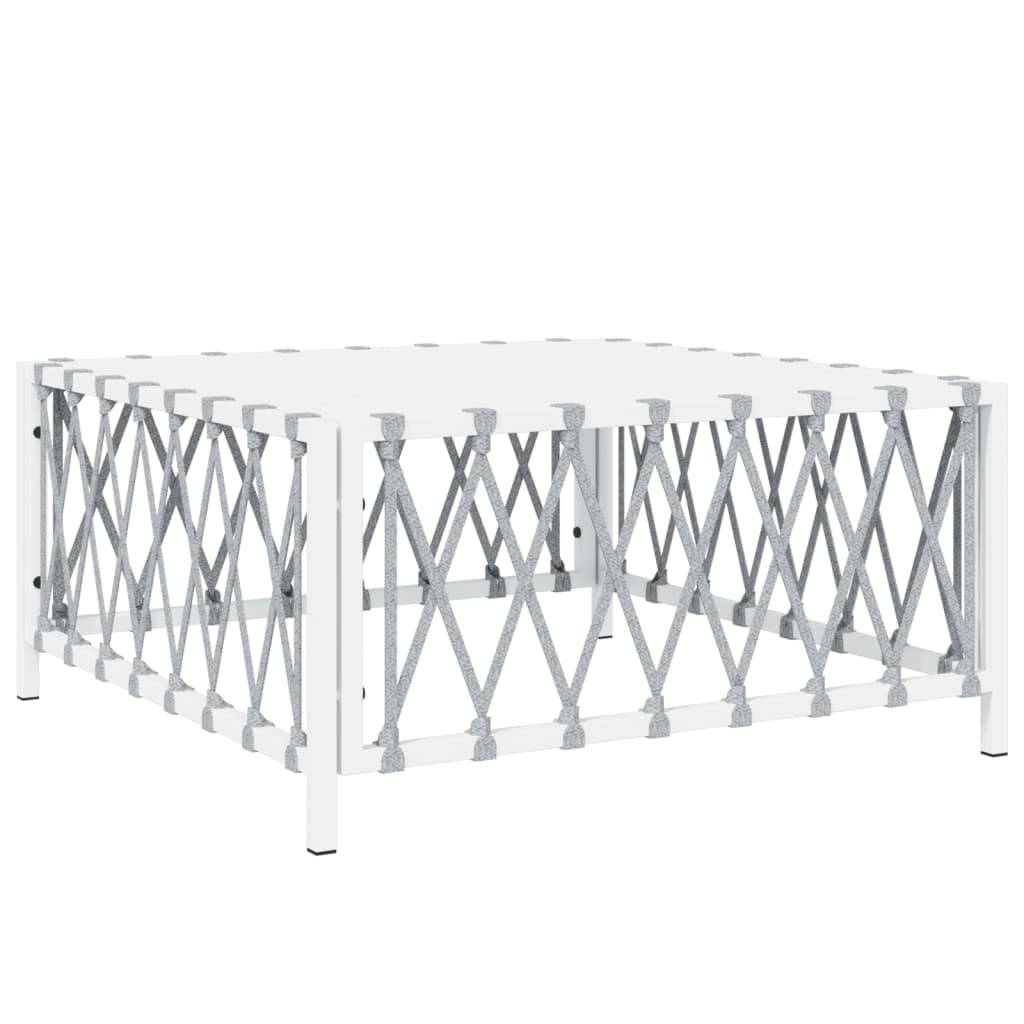 Helloshop26 - Salon de jardin meuble d'extérieur ensemble de mobilier 7 pièces avec coussins blanc acier - Imagen 5