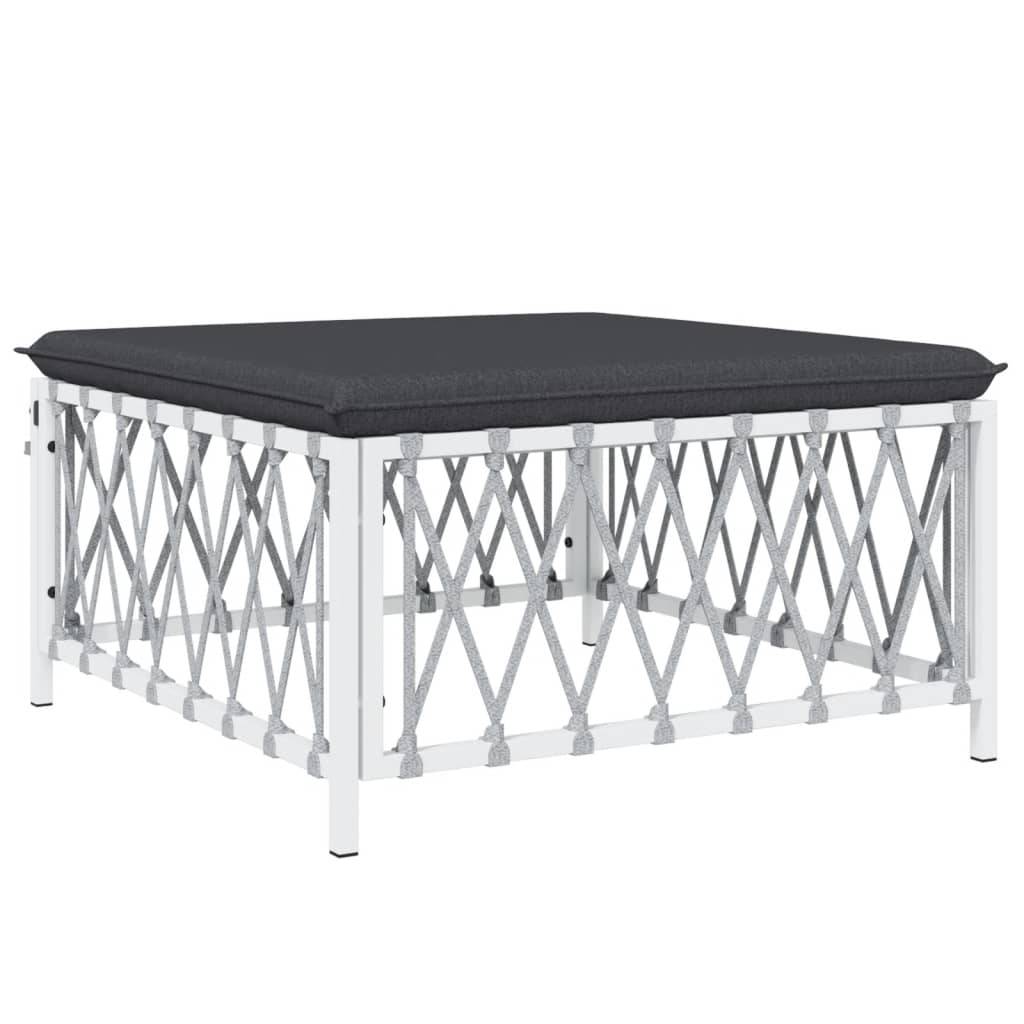 Helloshop26 - Salon de jardin meuble d'extérieur ensemble de mobilier 7 pièces avec coussins blanc acier - Imagen 4