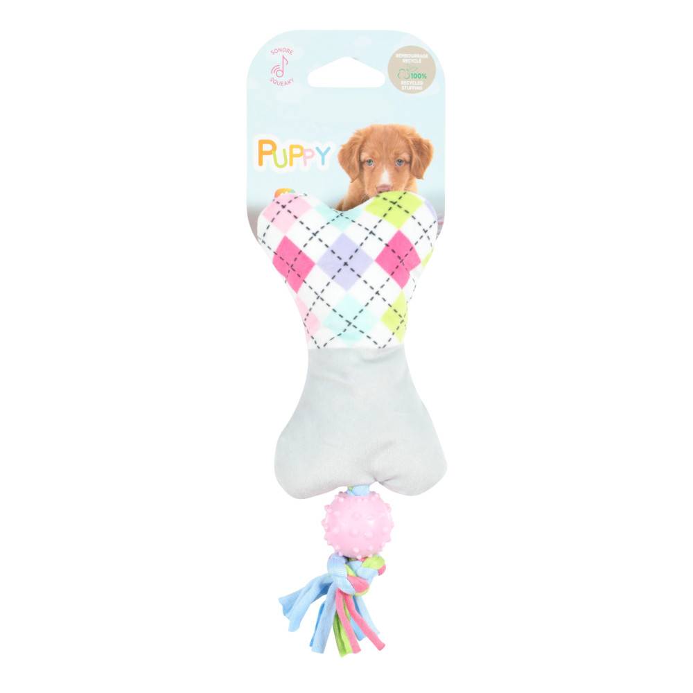 Animallparadise - animallparadise - Peluche Tiny os gris balle TPR 19 cm jeux pour chiots - Imagen 3