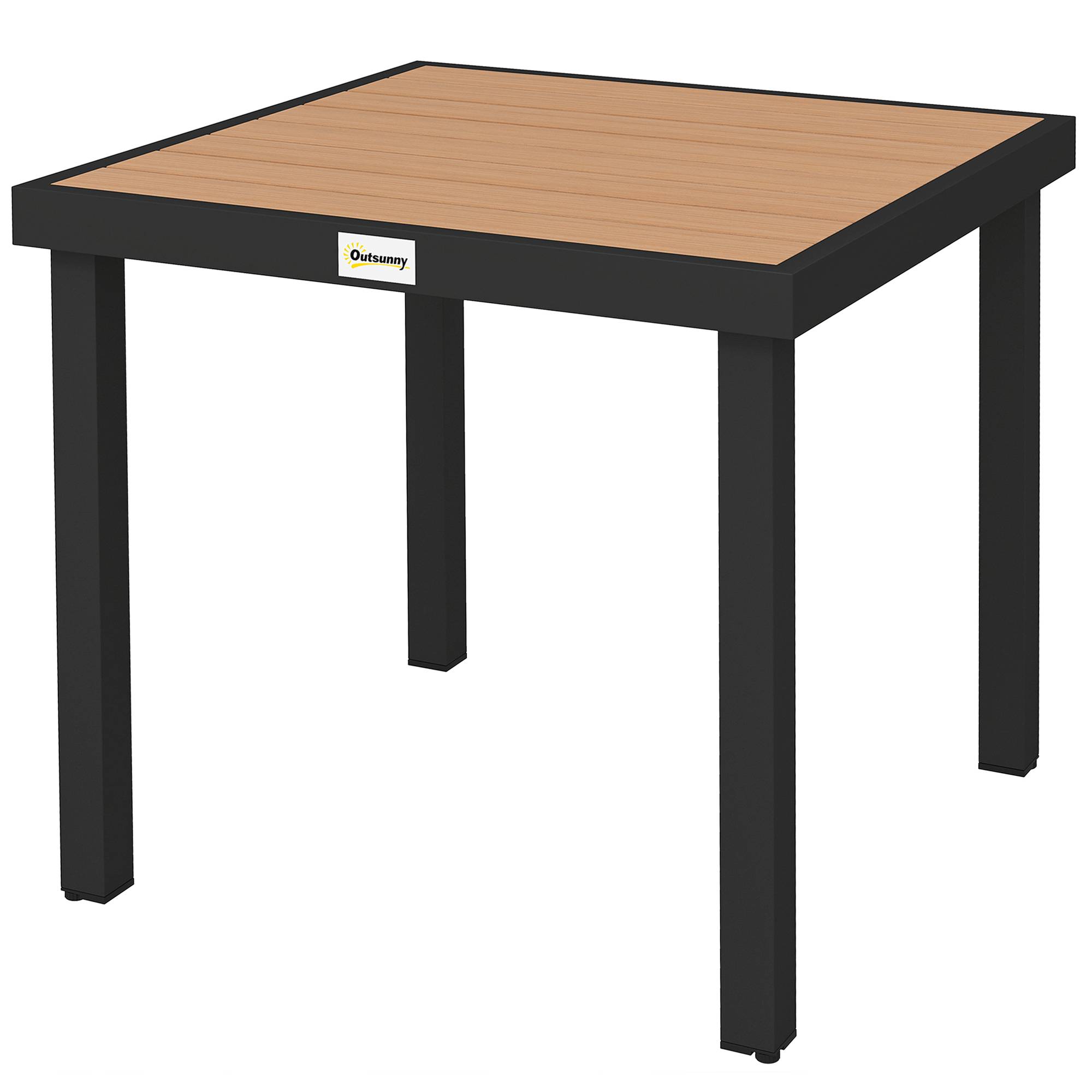 Table de repas extérieure aluminium et plateau aspect bois naturel 78 x 78 x 74 cm - PANGIVO - Image 2