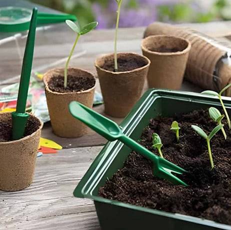 Nature - Pots ronds 100 % fibre de bois pour semis, Diamètre Ø8 cm - Imagen 2
