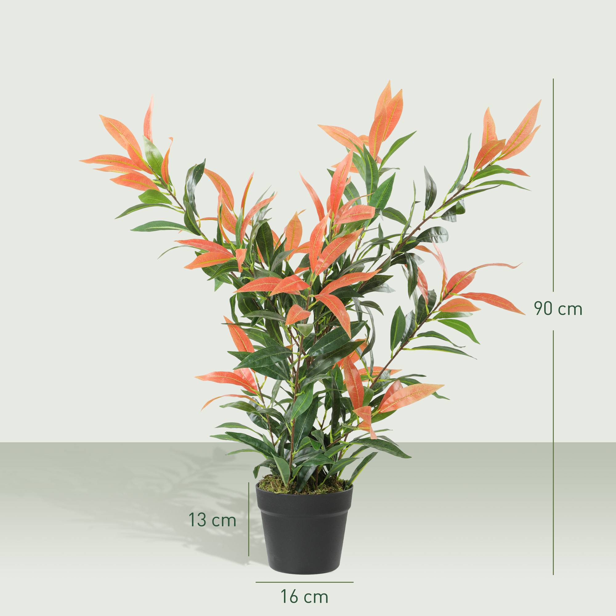 Plante artificielle photinia plastique pot intérieur bureau branches flexibles 90cm rouge vert - ComfortXL Outdoor Living - Image 5
