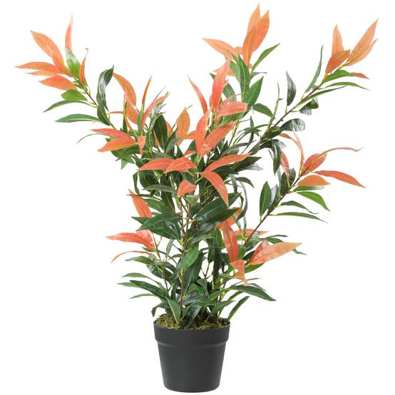 Plante artificielle photinia plastique pot intérieur bureau branches flexibles 90cm rouge vert - ComfortXL Outdoor Living - Image 1