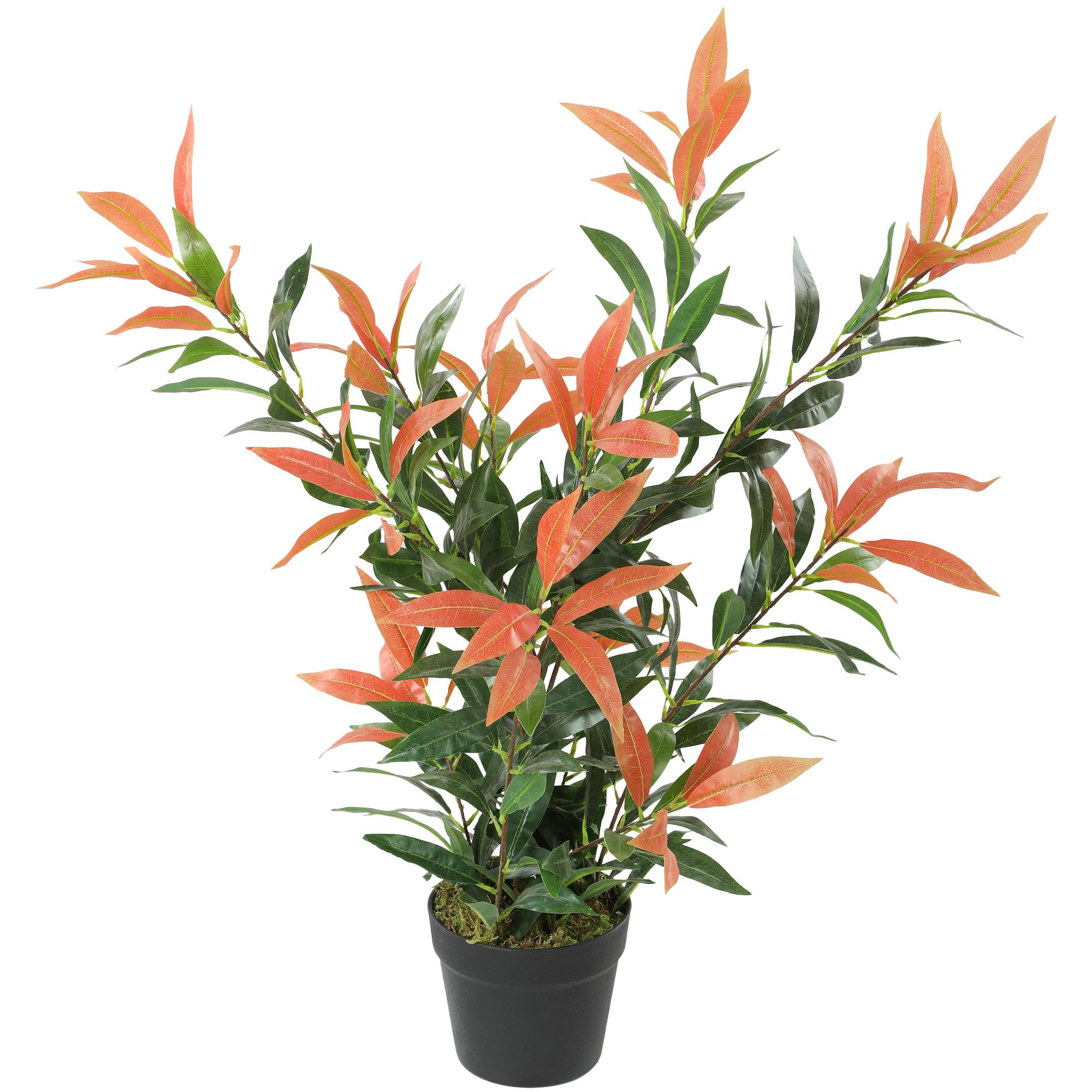 Plante artificielle photinia plastique pot intérieur bureau branches flexibles 90cm rouge vert - ComfortXL Outdoor Living - Image 2