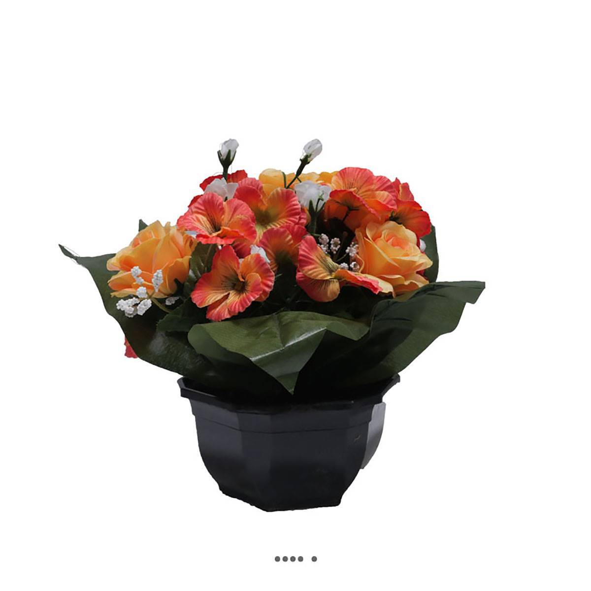 Artificielles - Fleurs artificielles cimetière roses, pensées et mini fleurs en coupe D 30 cm Orange - couleur: Orange 660 - Imagen 2